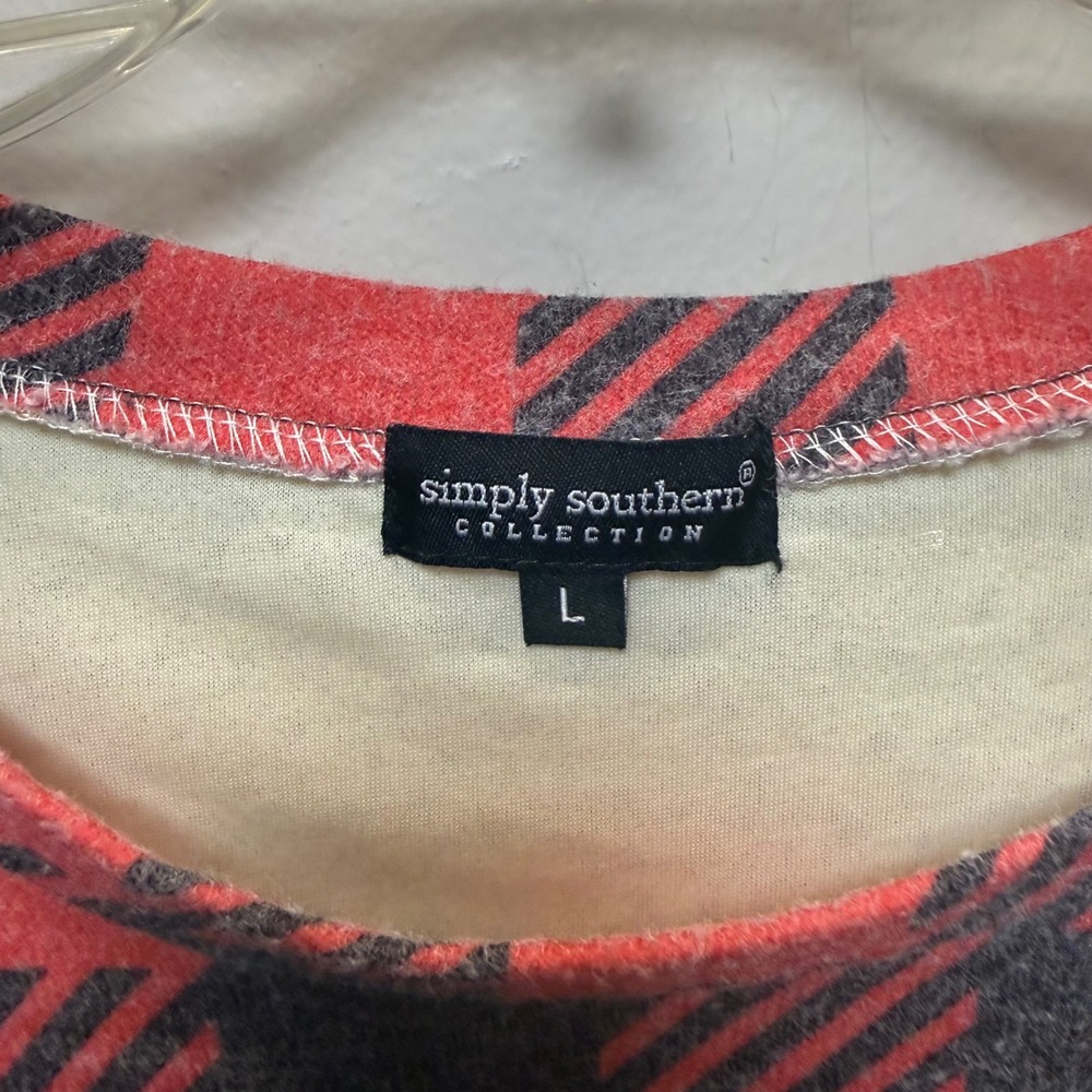 Simply Southern Dress Womens L Red Gray Excellent Sequin Buffalo Plaid Holiday